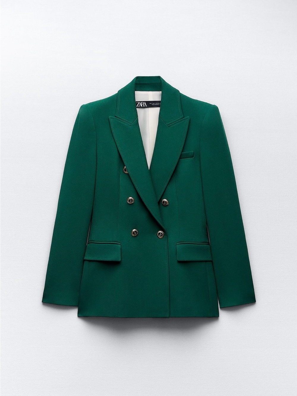 Zara Green Double-Breasted Women's Blazer
